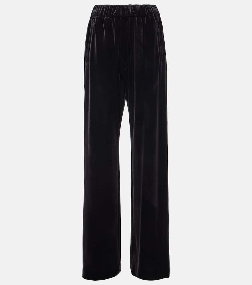 High-rise velvet wide-leg pants