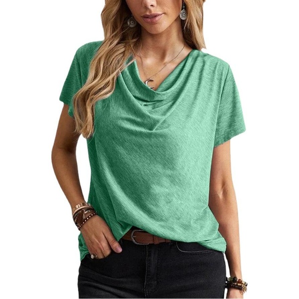 Women's Solid Color Casual Short Sleeve Top Fashionable Spring Summer Tee