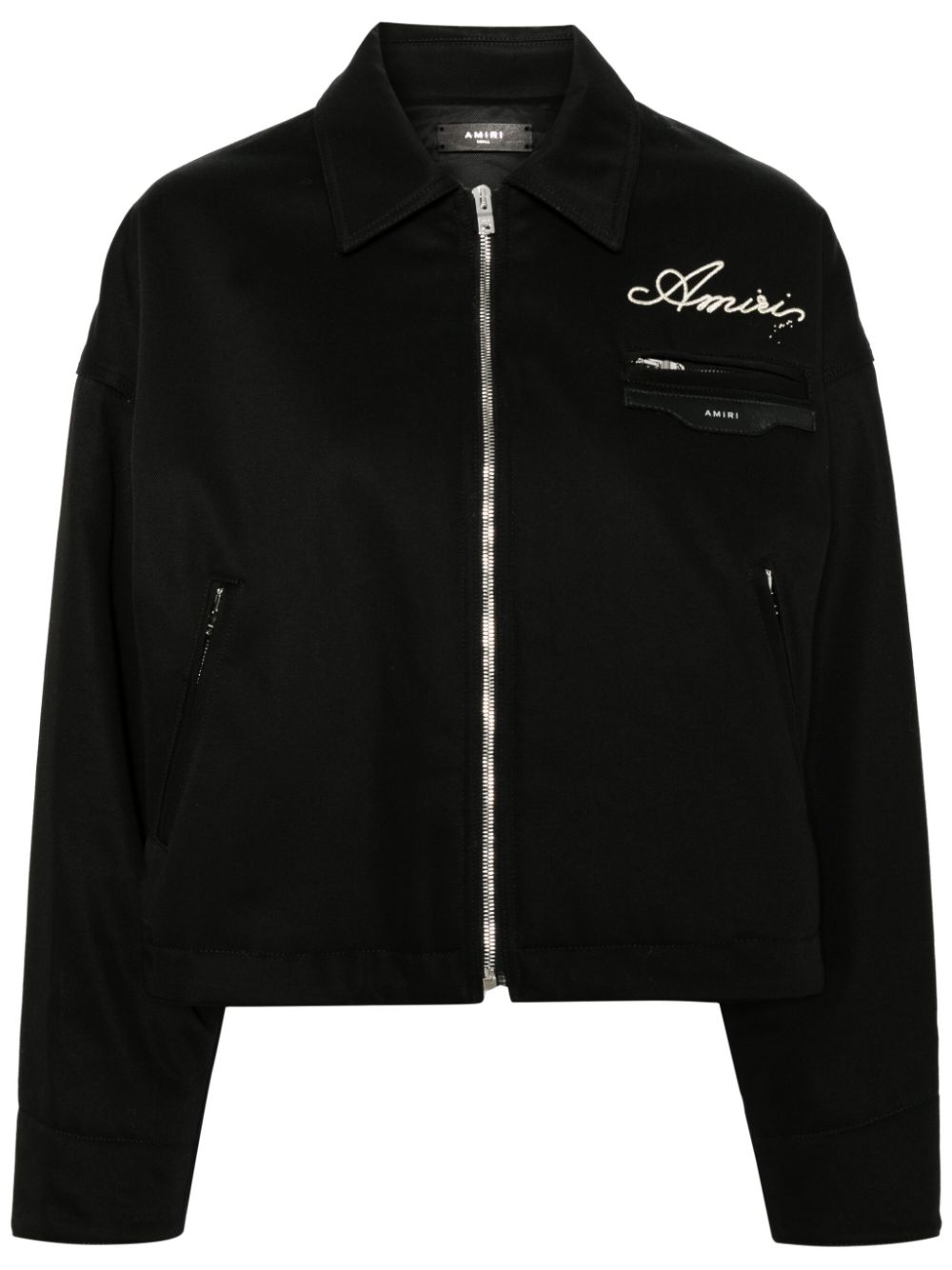 Pearl embellishmet denim jacket - Black