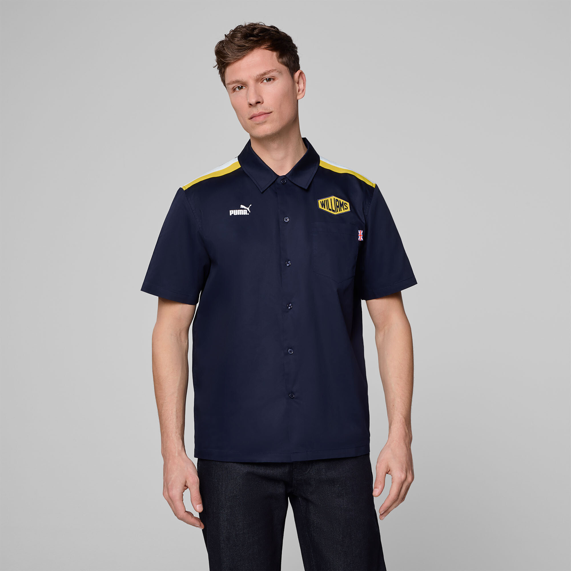 PUMA Williams Racing Men's Button Front Shirt in Blue