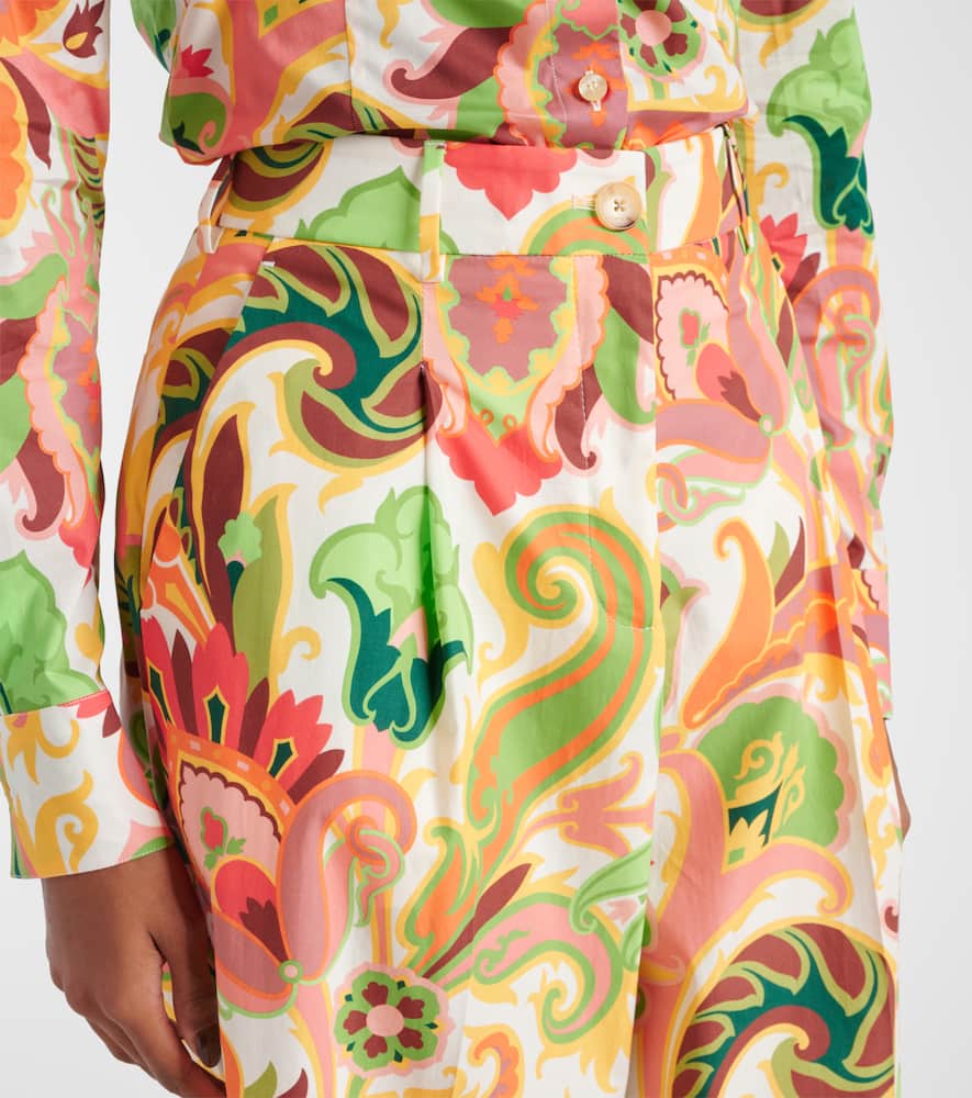 Printed cotton wide-leg pants