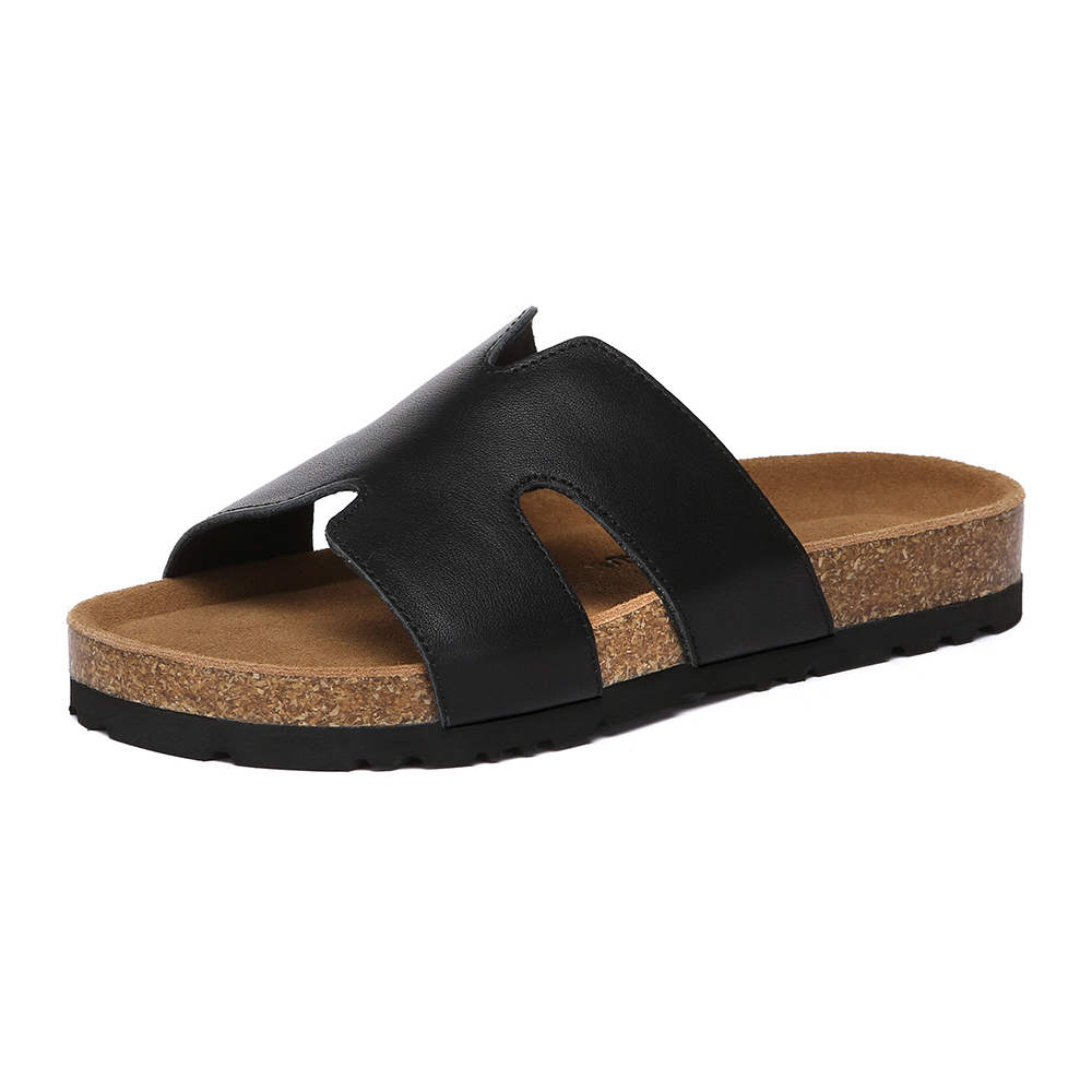 EverAU Australia Womens EVER AU Heidy Slides with Sole - Black Leather