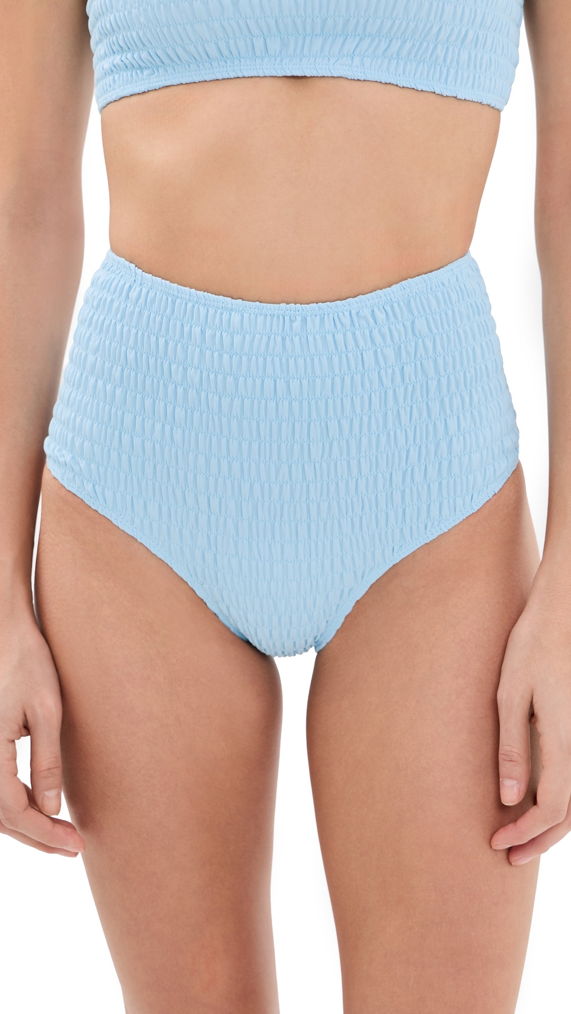 Amabel Smocked Bikini Bottoms Ice