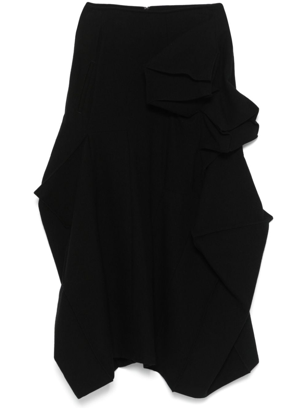 3D-appliqué midi skirt - Black