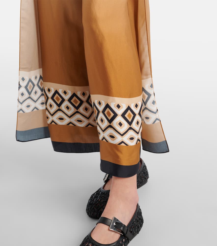 Printed satin cropped wide-leg pants