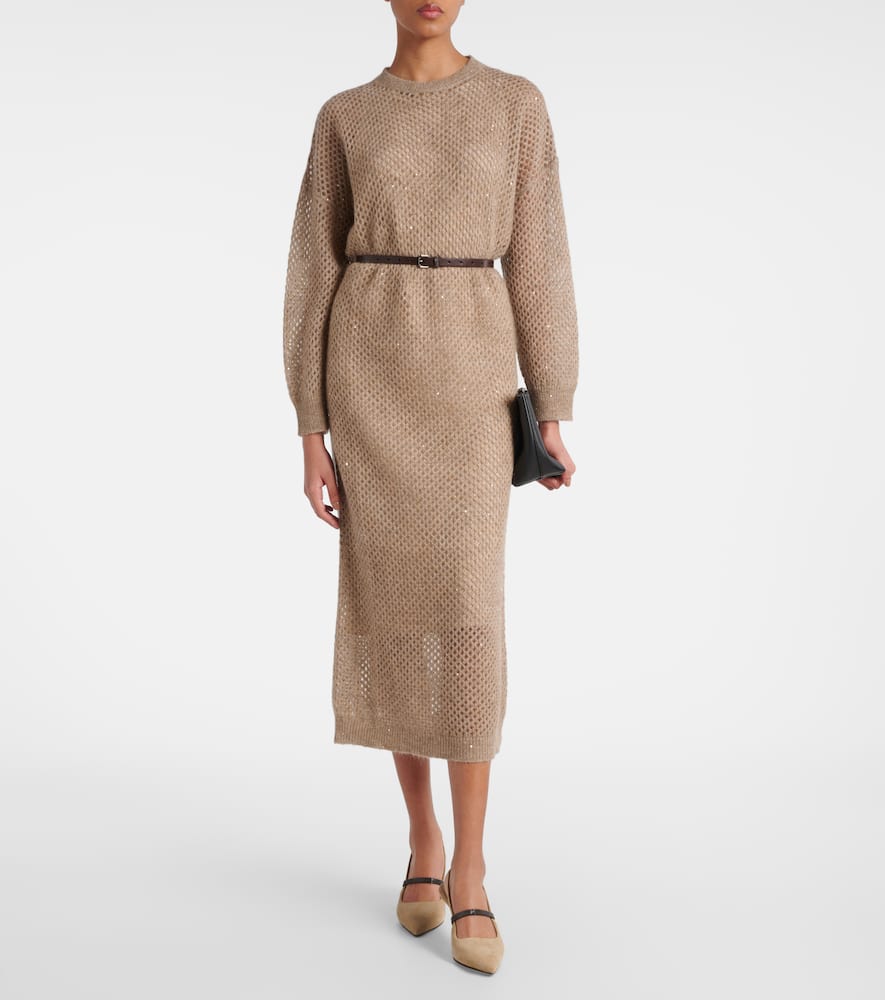 Belted knitted midi dress