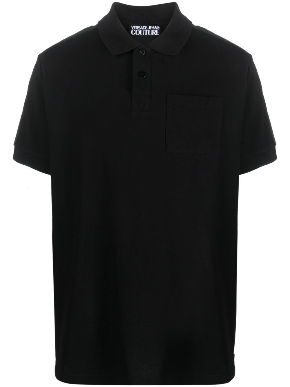 Logo-tape cotton polo shirt - Black
