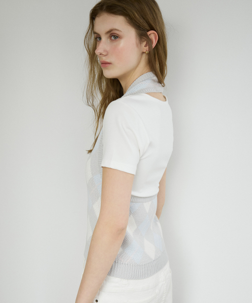 Halterneck Argyle Wool Vest