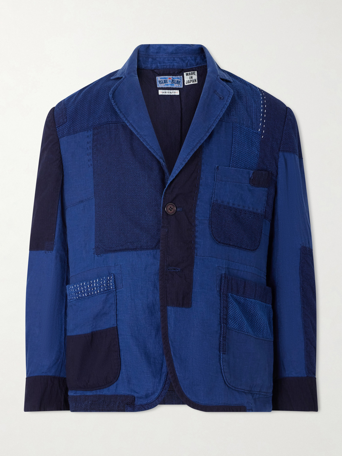 Nenrin Indigo-Dyed Patchwork Linen Blazer