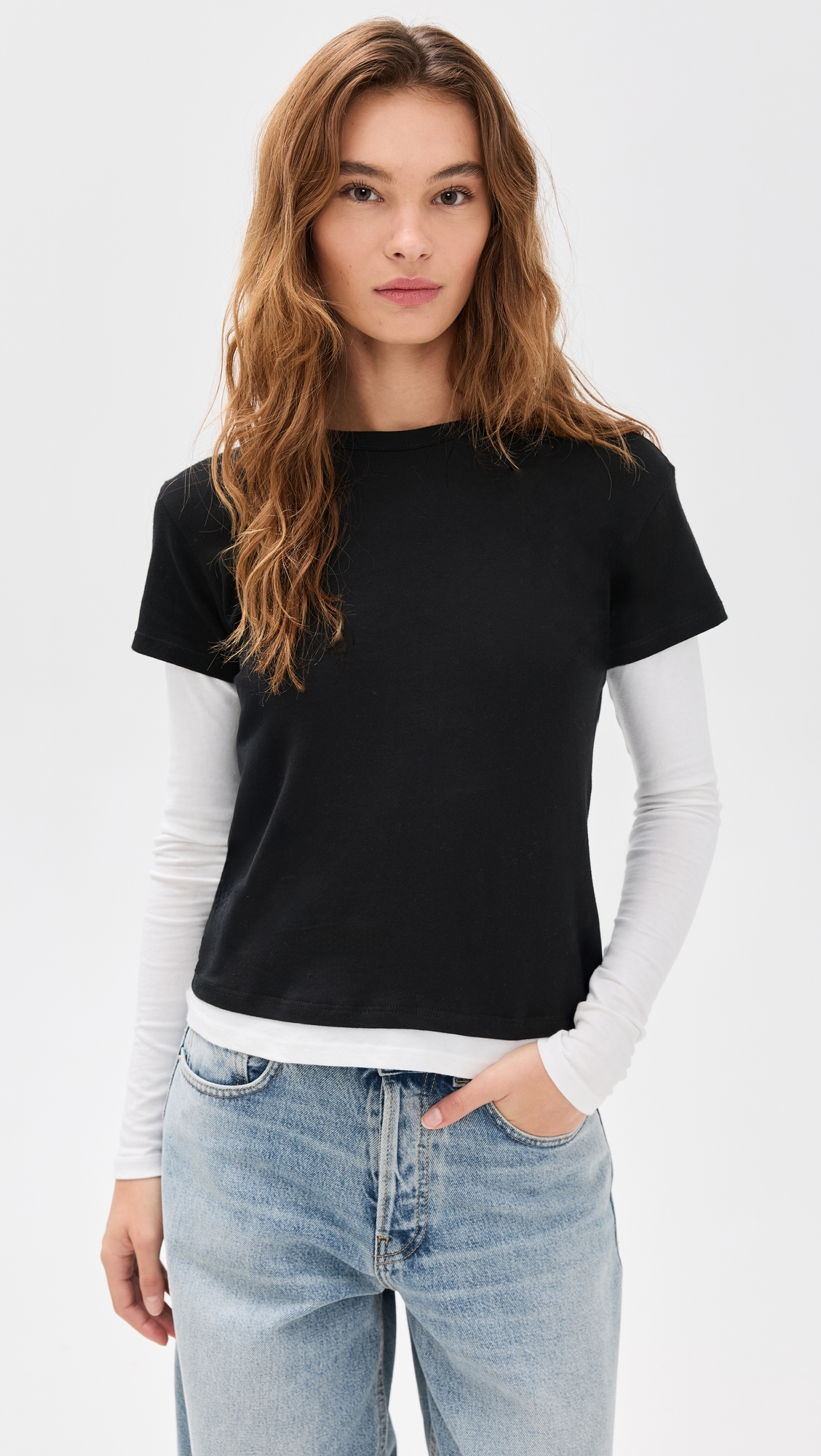 Rory Layered Long Sleeve Black and White
