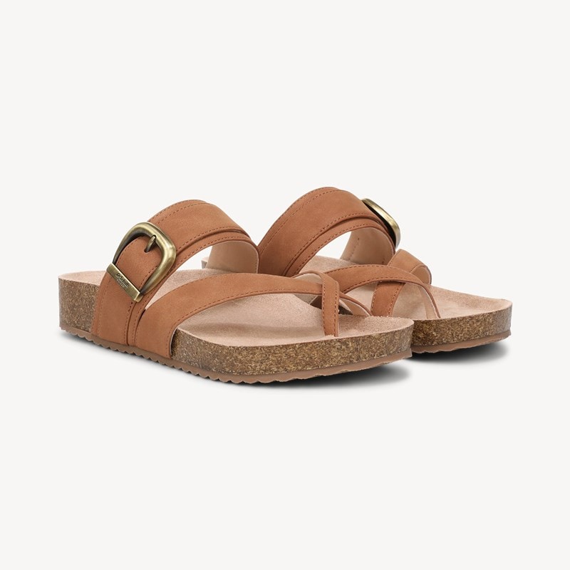 Women's Livia Thong Sandal Brown Faux Leather DRSCH