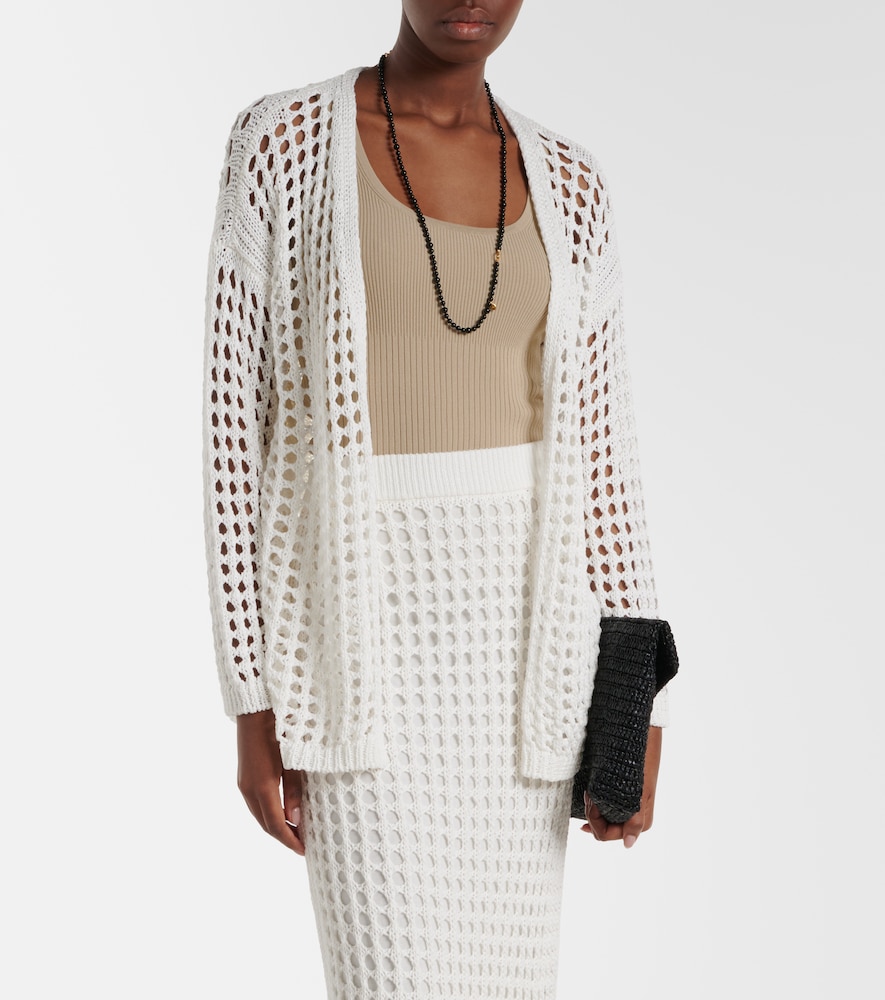 Gelo open-knit cotton wrap cardigan