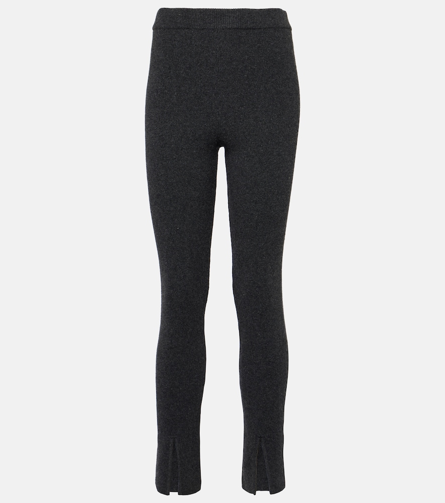 Ribbed-knit cashmere slim pants