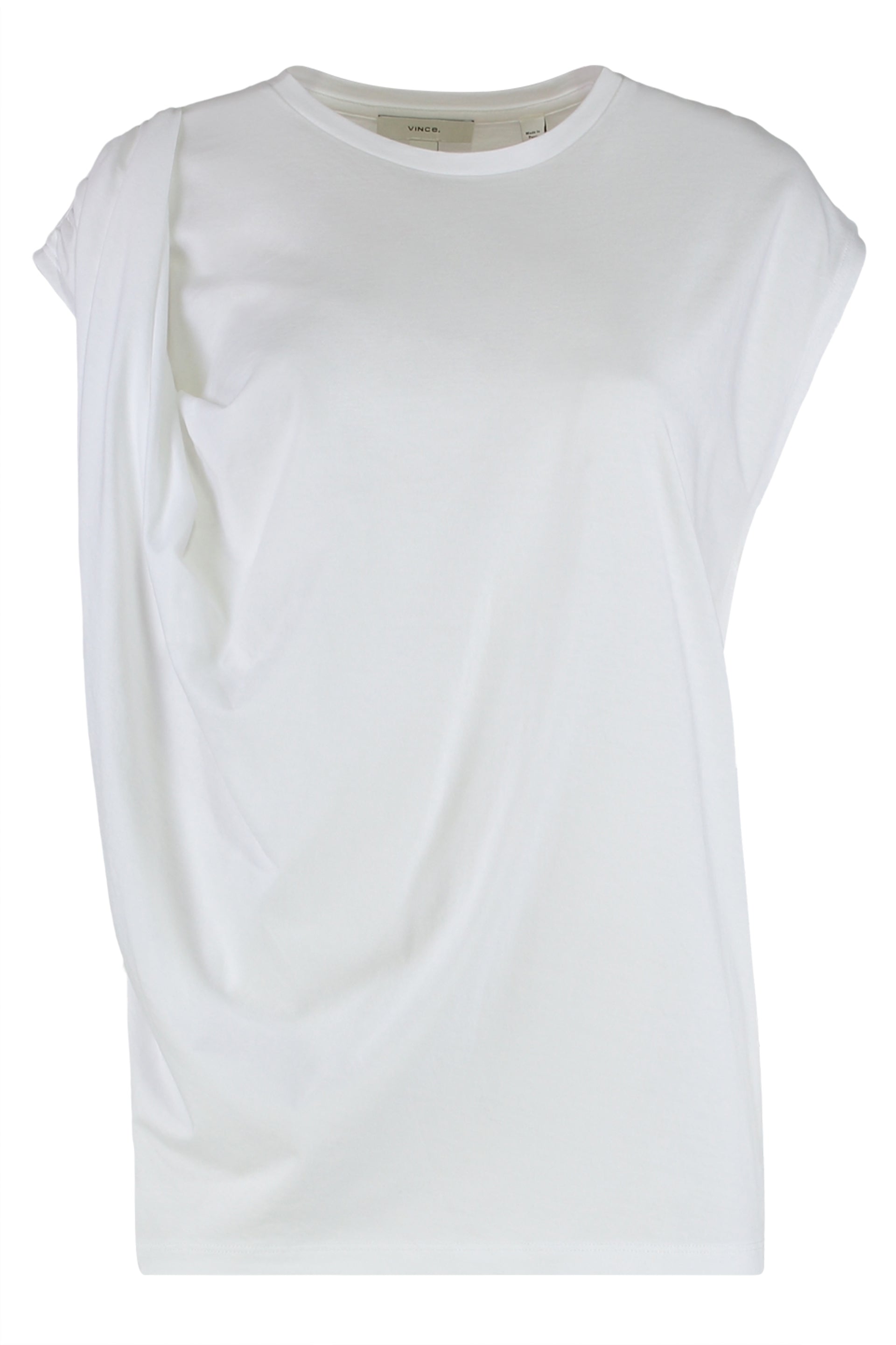 Draped Relaxed Pima Cotton-Blend T-Shirt with Shoulder Gathering