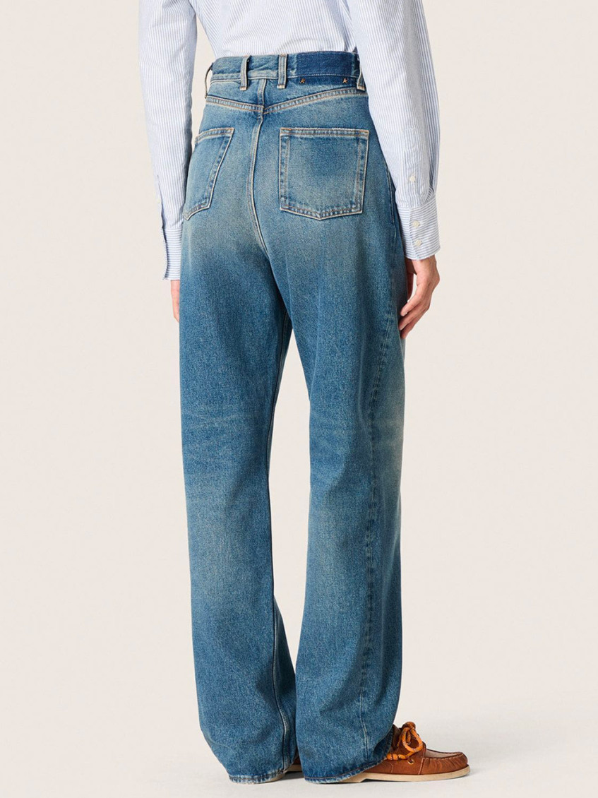 Golden Women`S Boyfriend Jeans In Stone-Washed Light Blue Denim