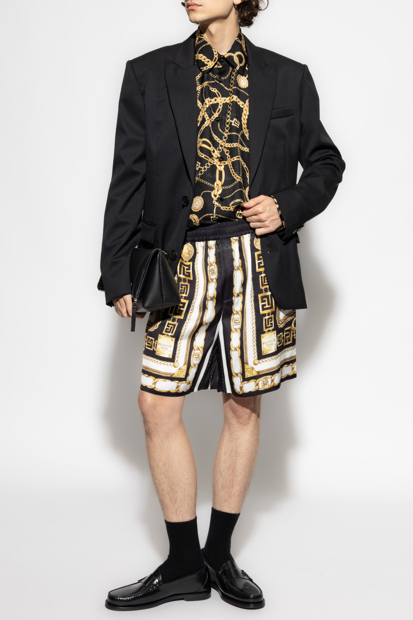 Silk Shirt With Print, Men's, Black