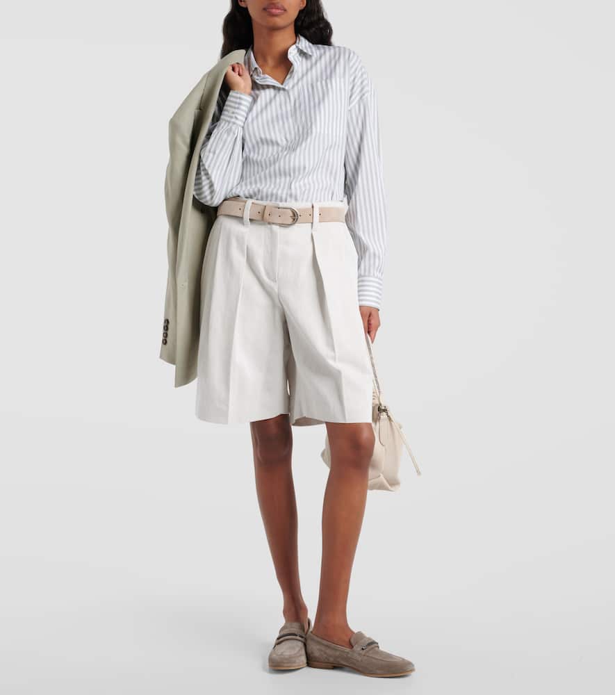 Striped cotton and silk poplin shirt