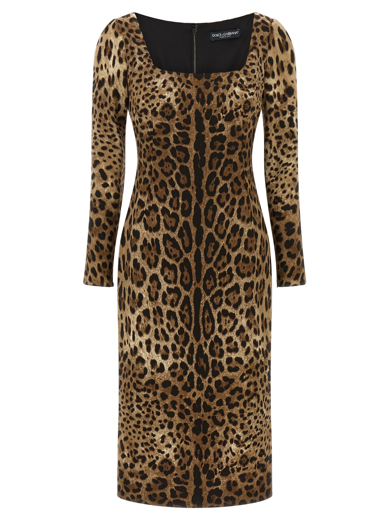 Leopard-Print Viscose Dress — Brown