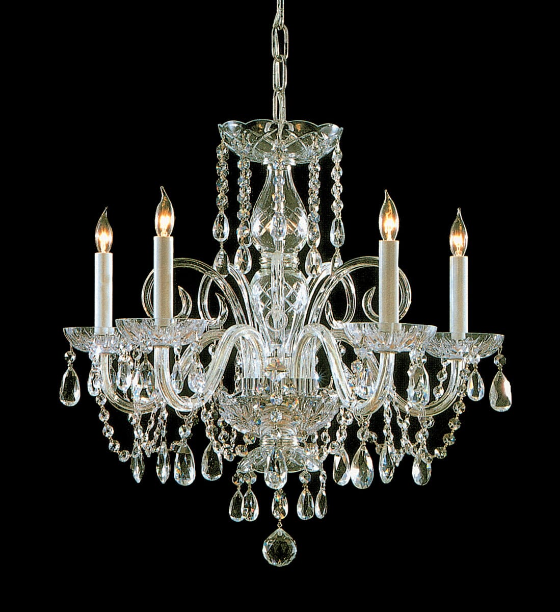 Traditional Crystal 5-Light 21" Traditional Chandelier in Polished Brass with Clear Hand Cut Crysta