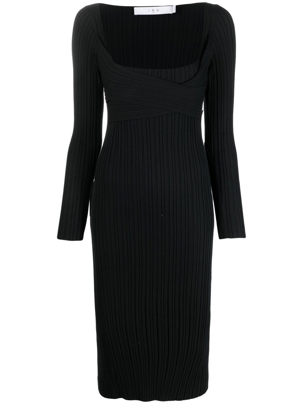 Ribbed-knit midi dress - Black