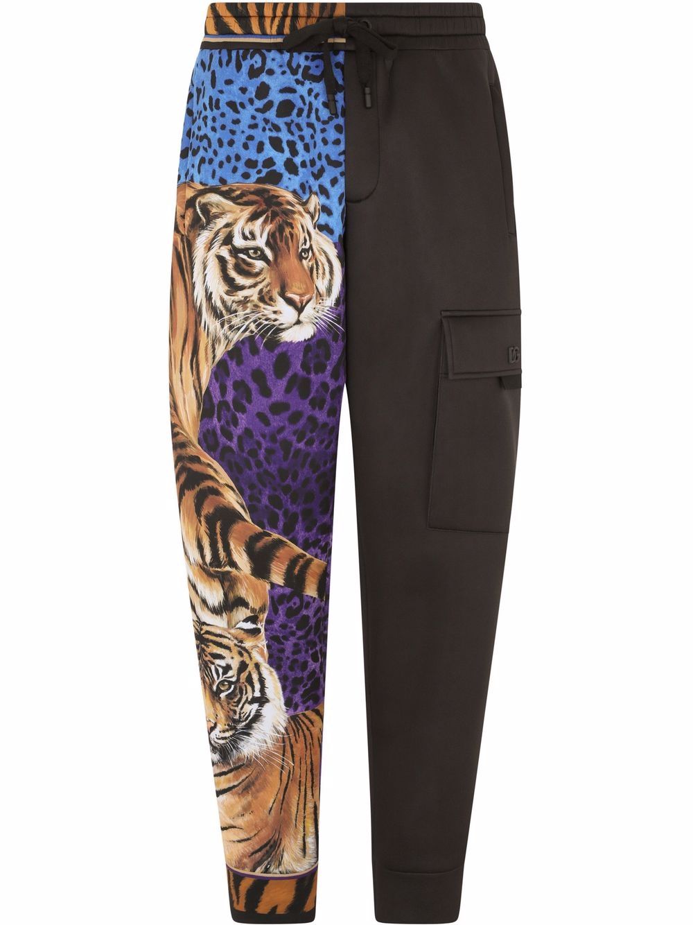 Tiger-print track pants - Brown
