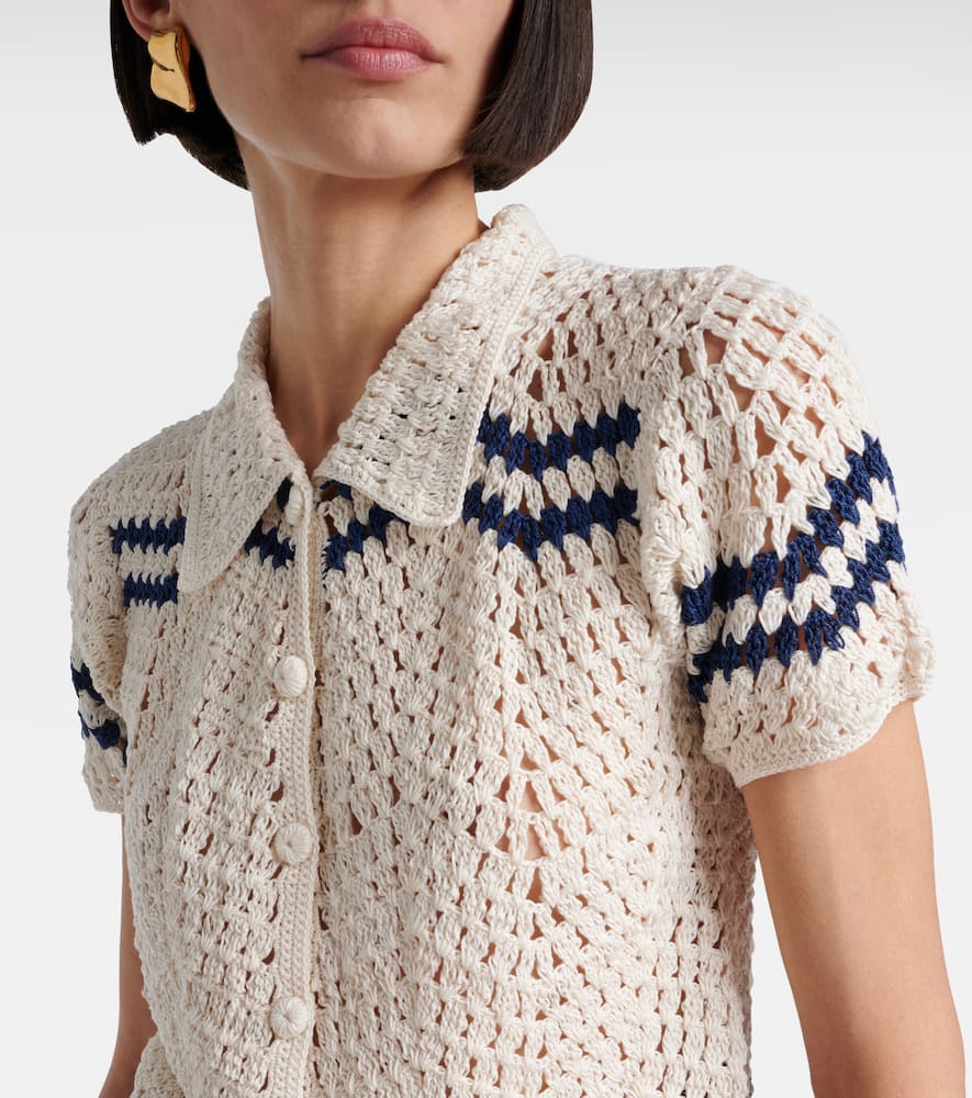 Nautical chevron crochet cotton shirt