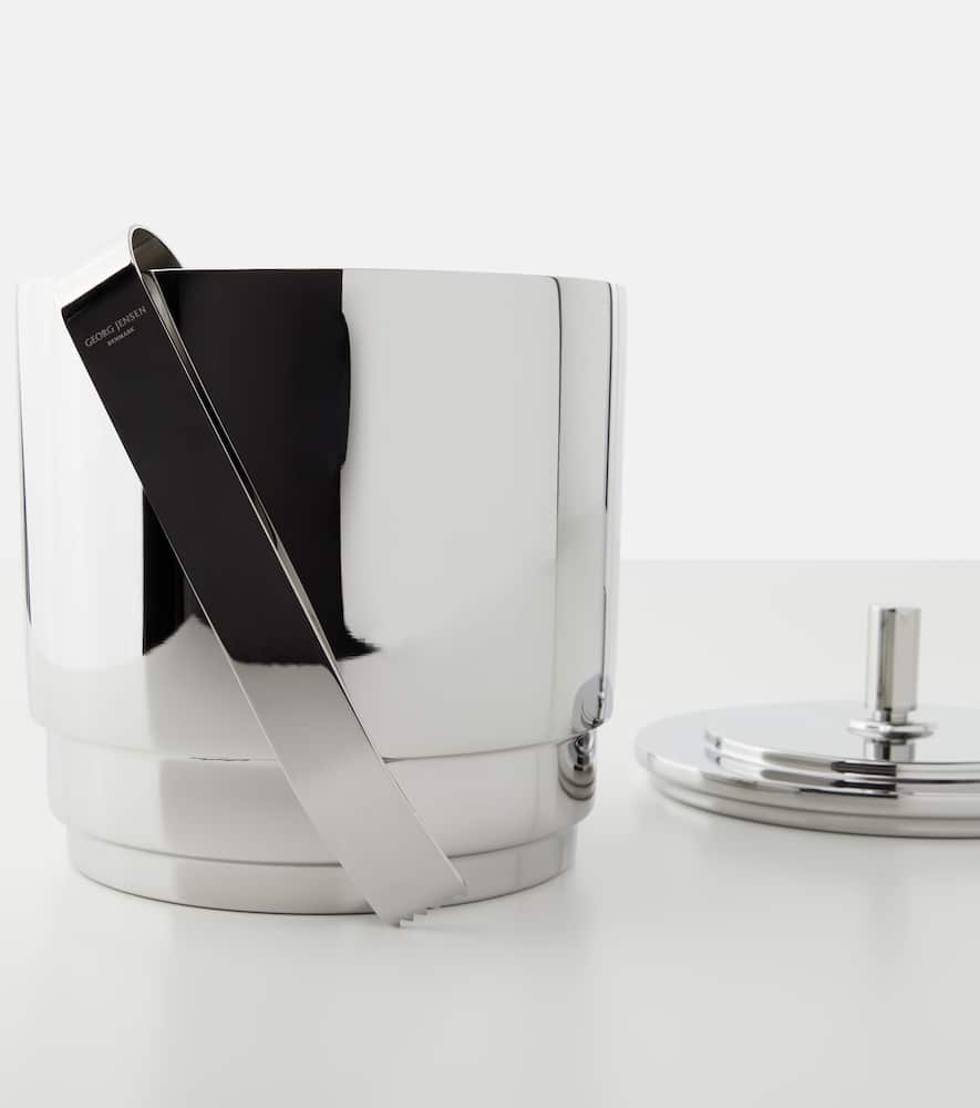 Manhattan stainless steel ice bucket and tongs set by Helle Damkjær