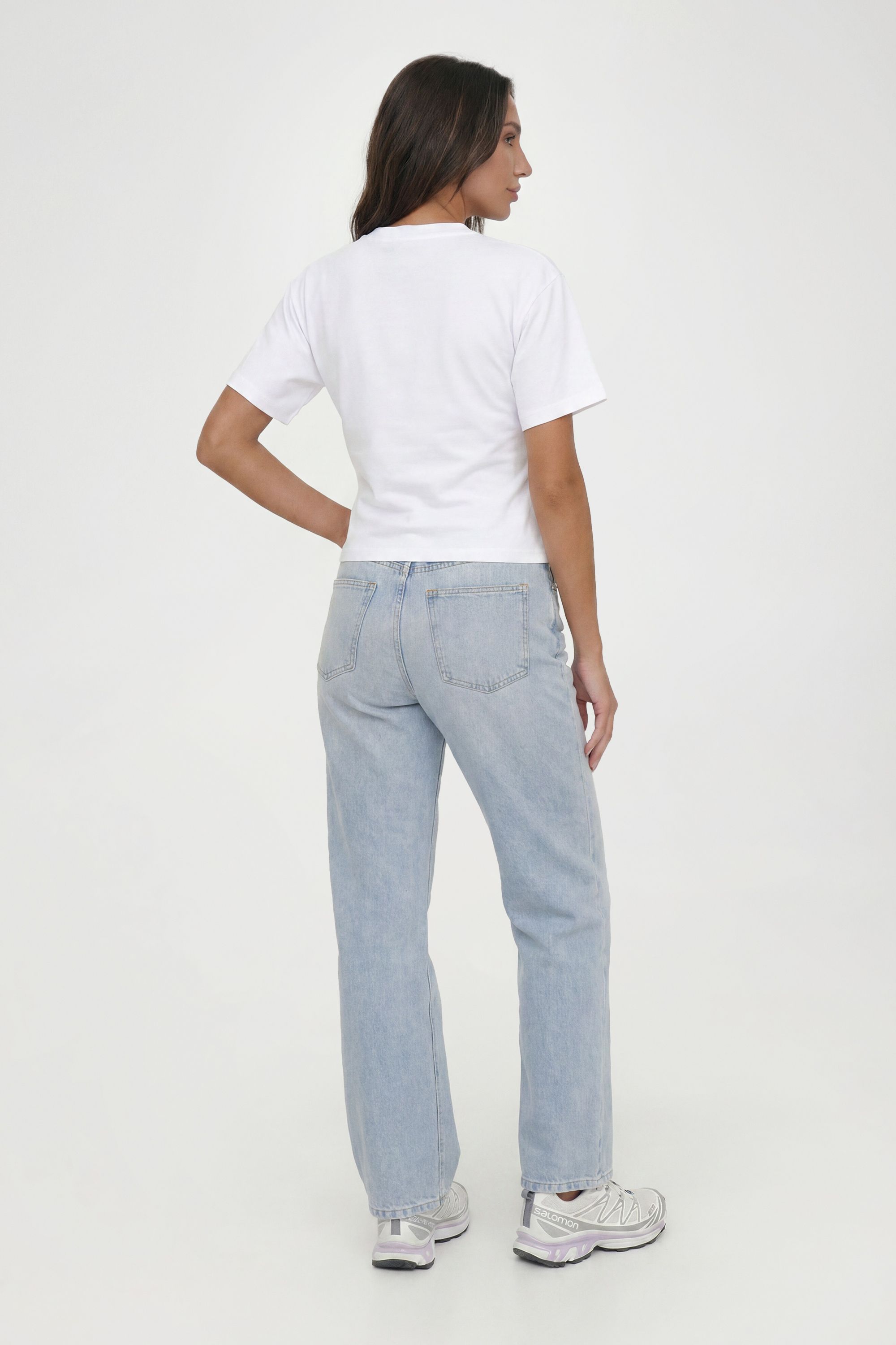 Boohoo Womens Petite V-Neck Cinched Waist T-Shirt - White Cotton