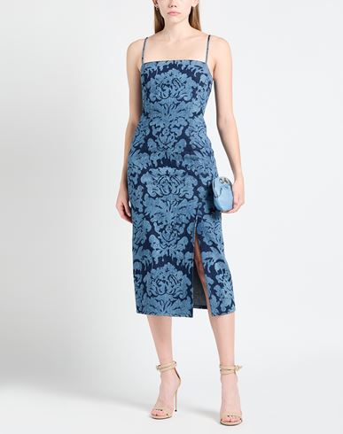 Woman Midi dress Blue Size 6 Cotton