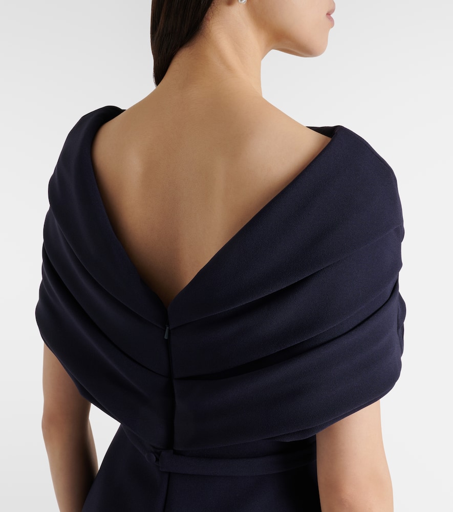 Loura off-shoulder crêpe gown