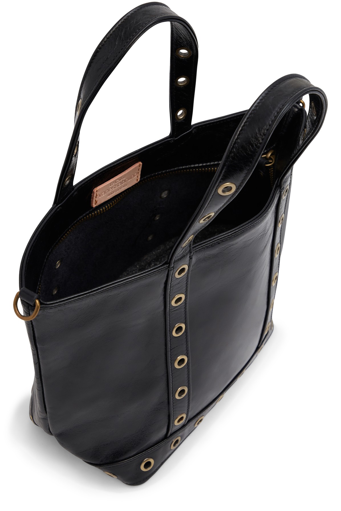 Small crinkled leather and eyelets Cabas tote