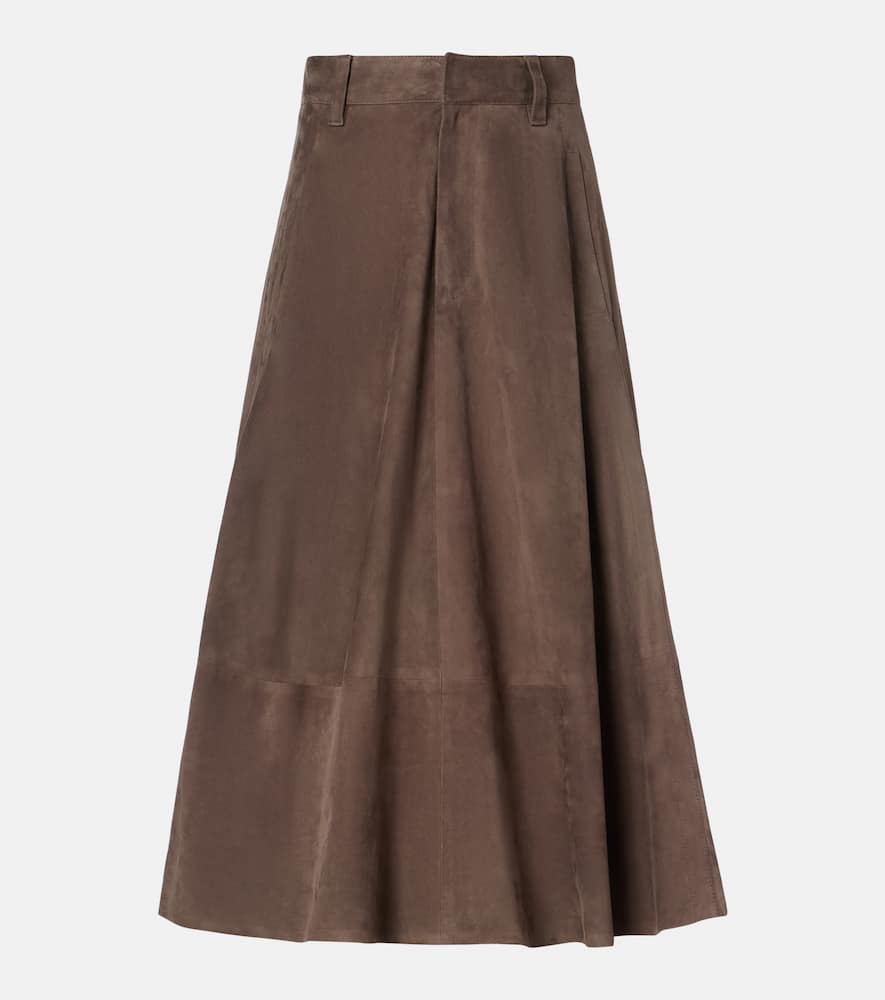 Suede midi skirt