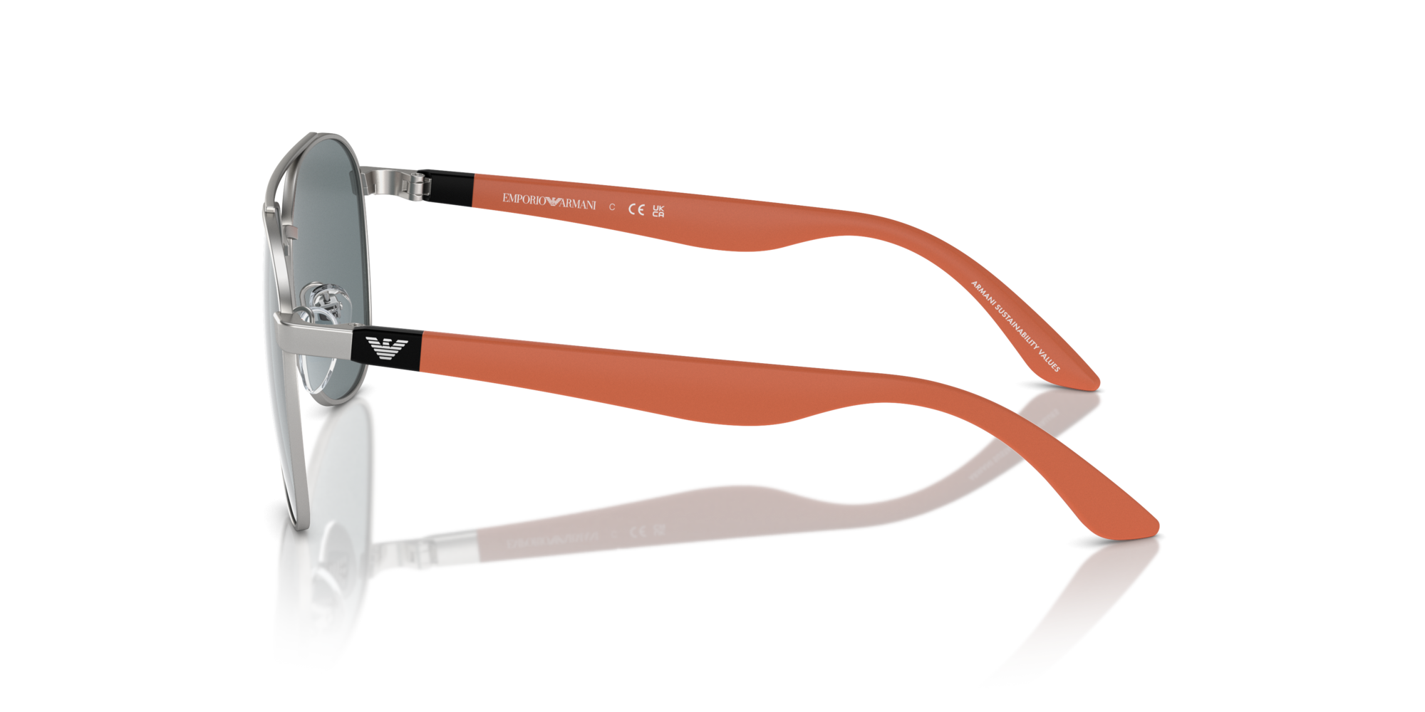 Emporio Armani Kid Emporio Armani EK2001 30456G Sunglasses Metal Silver Grey Pilot Mirrored Mirror