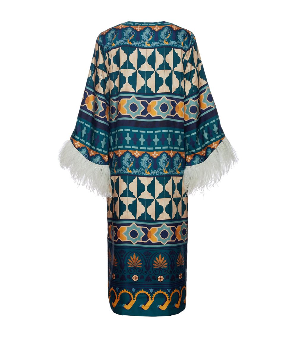 Silk-Ostrich Feather Kaftan