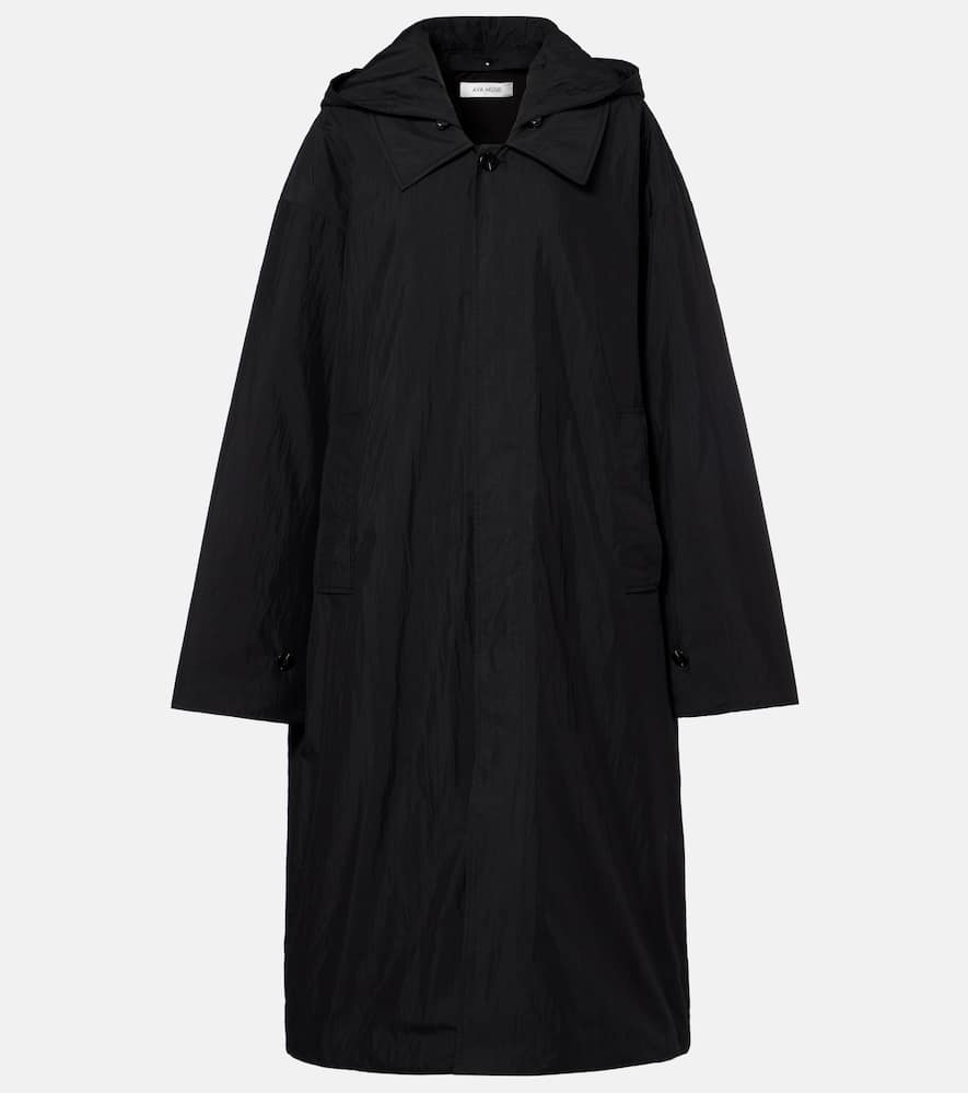 Hooded cotton-blend coat