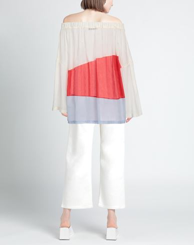 Woman Top Ivory Size 0 Cotton, Silk