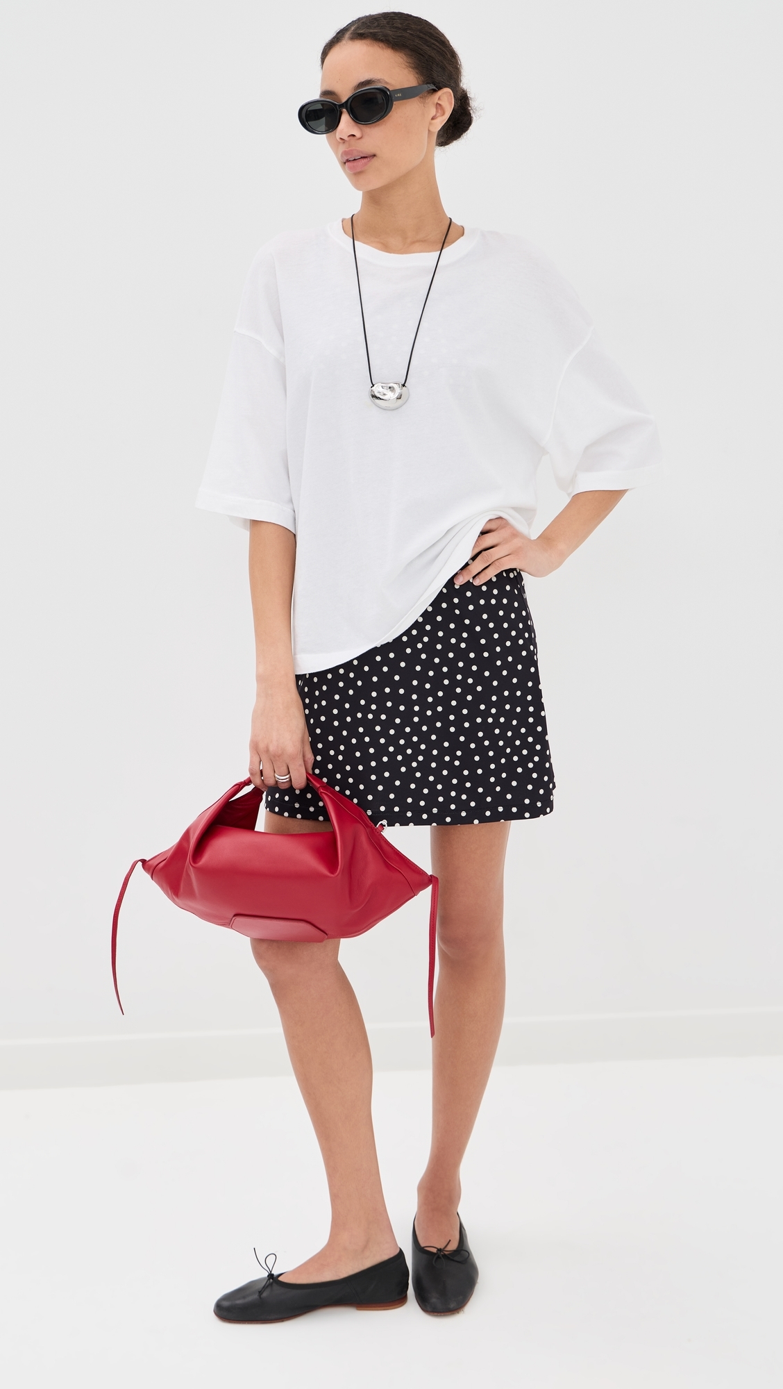 Slip Dress Black/White Dots