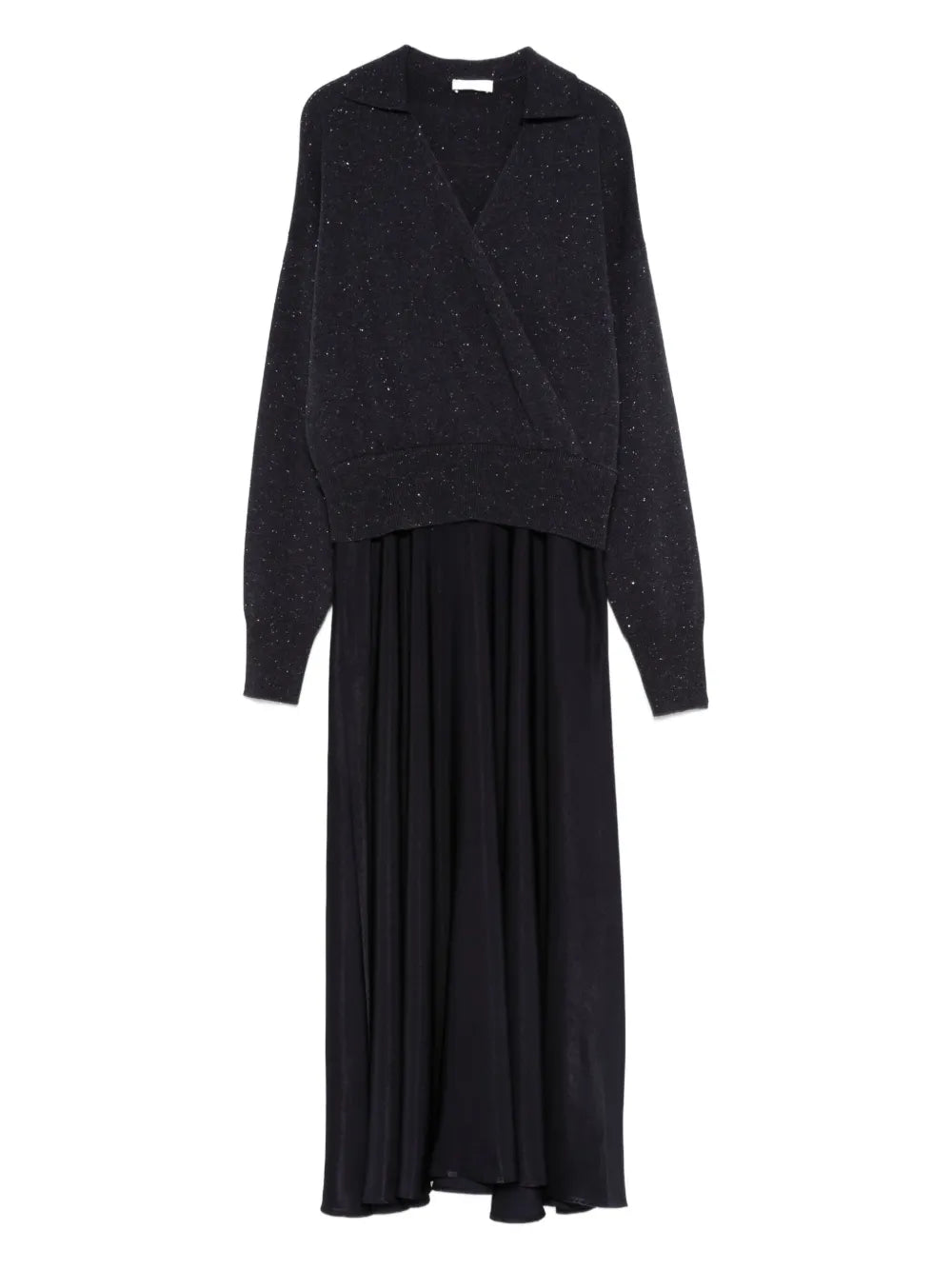 Panelled Midi Wrap Dress — Navy