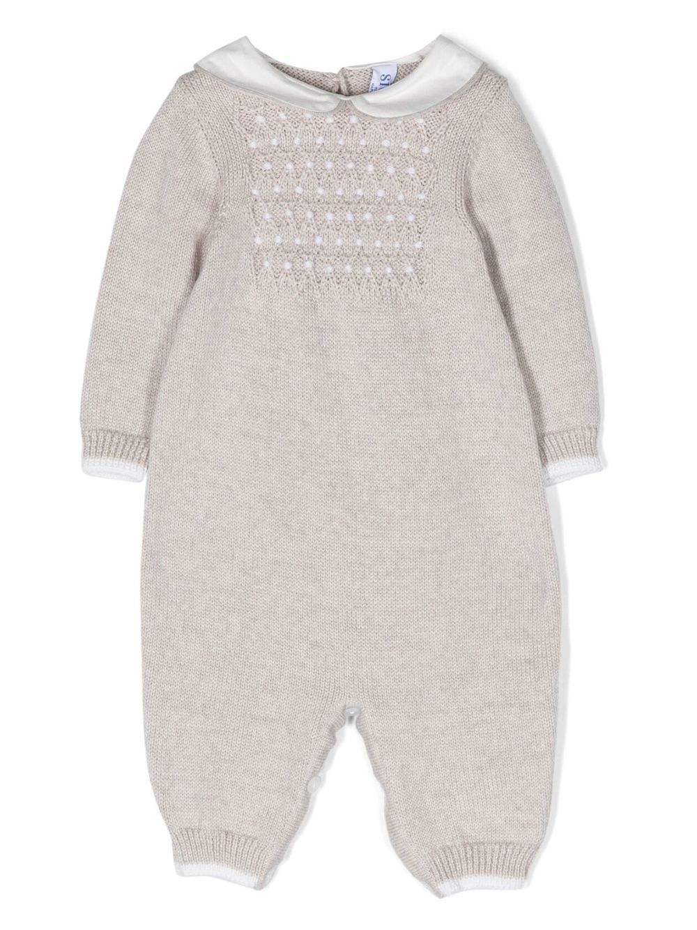 Knitted merino-wool romper - Neutrals