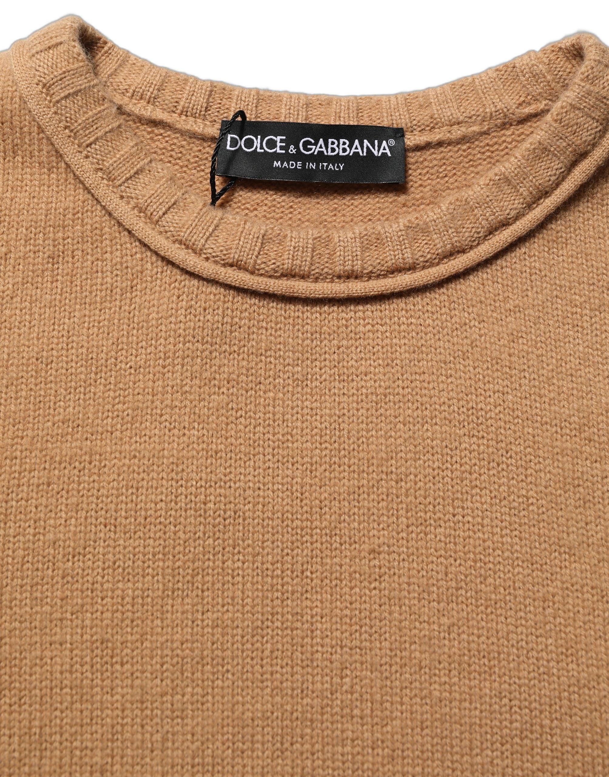 Virgin Wool Crewneck Sweater — Brown