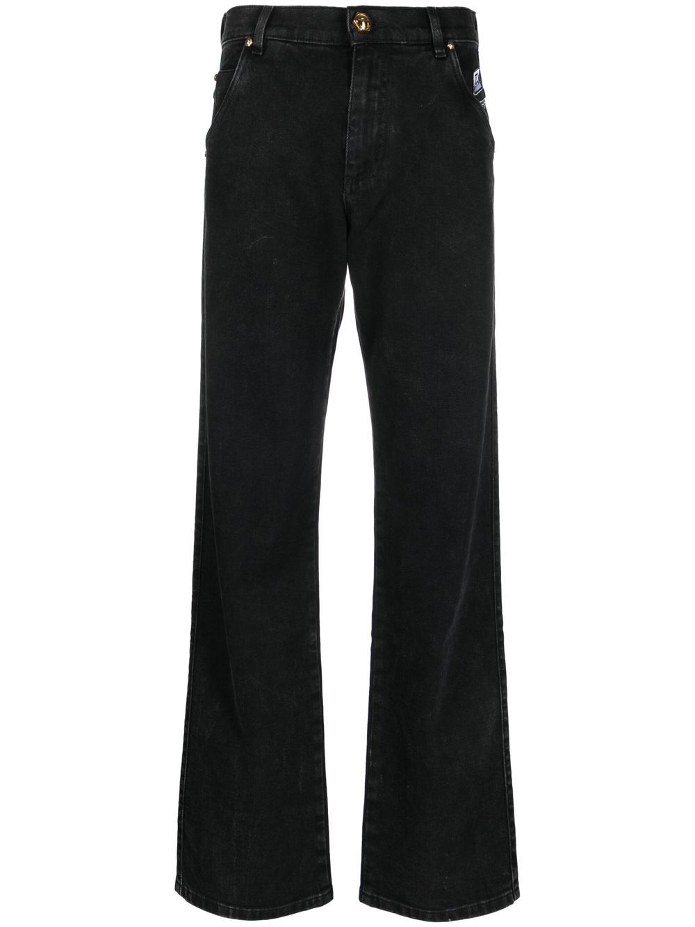 Logo-embroidered straight-leg jeans - Black