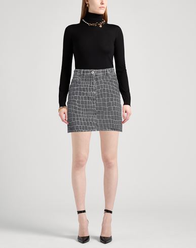 Versace Woman Denim skirt Grey Size 8 Cotton, Calfskin