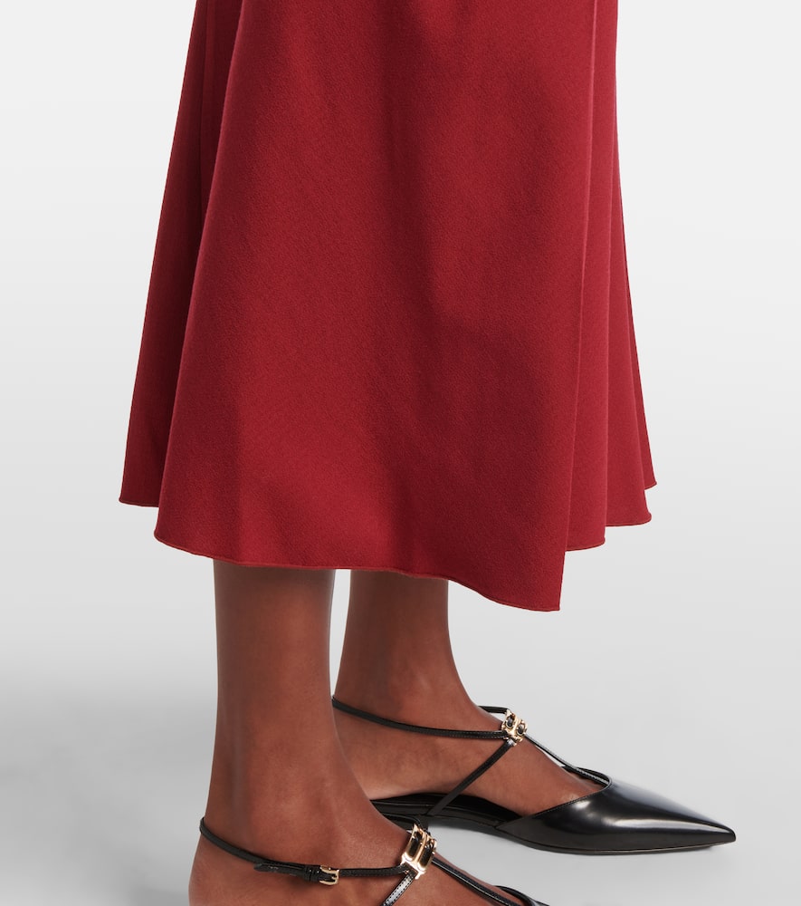 Gathered wool-blend midi dress