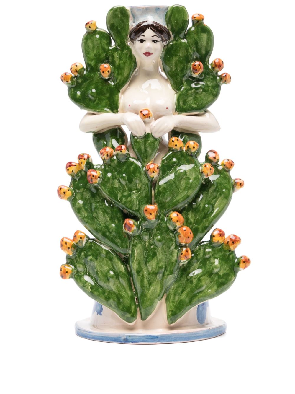 Sculpted ceramic candleholder (25cm x 15cm) - Green