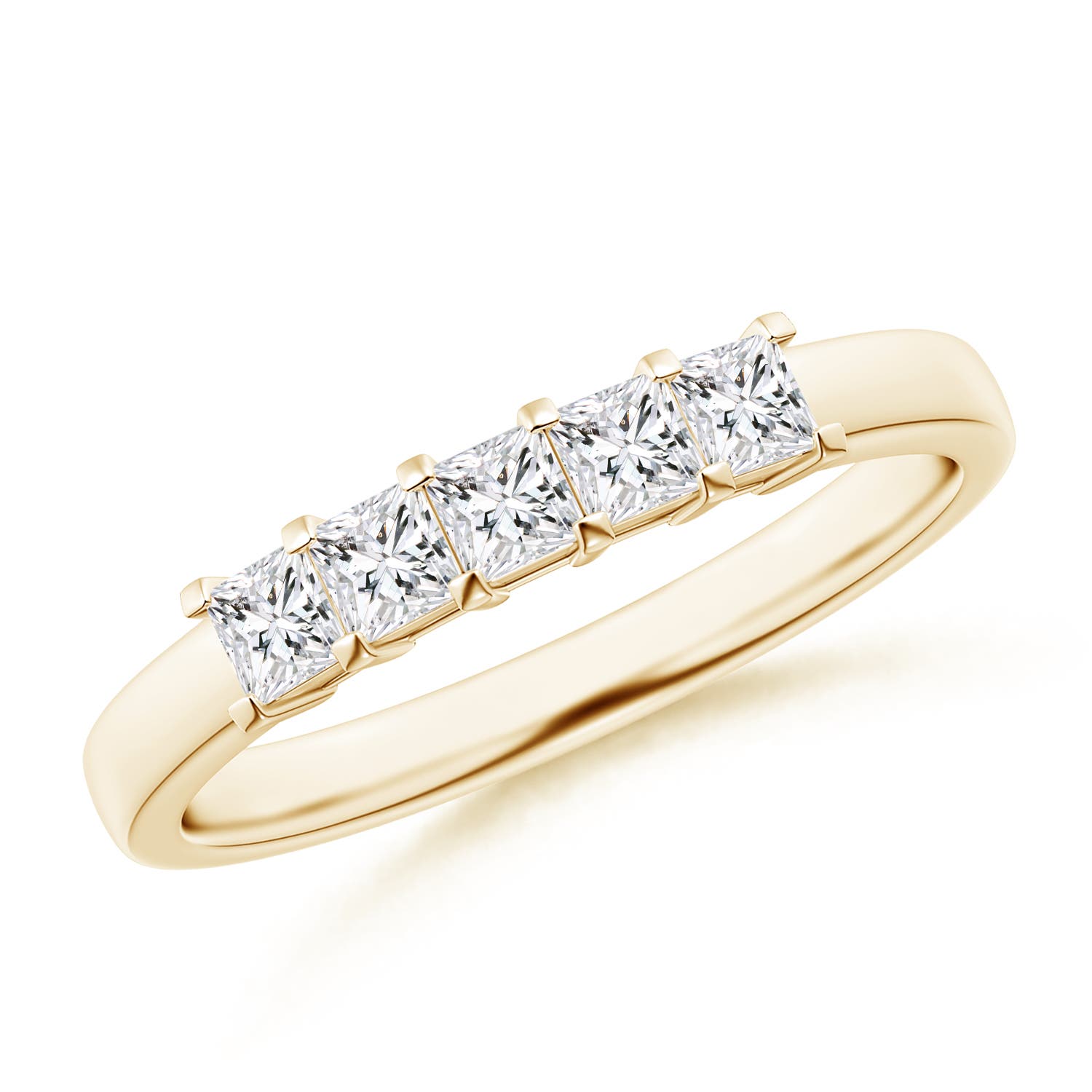 Angara 0.5 Carat Classic Five Stone Princess Diamond Wedding Ring for Her in 14K Yellow Gold