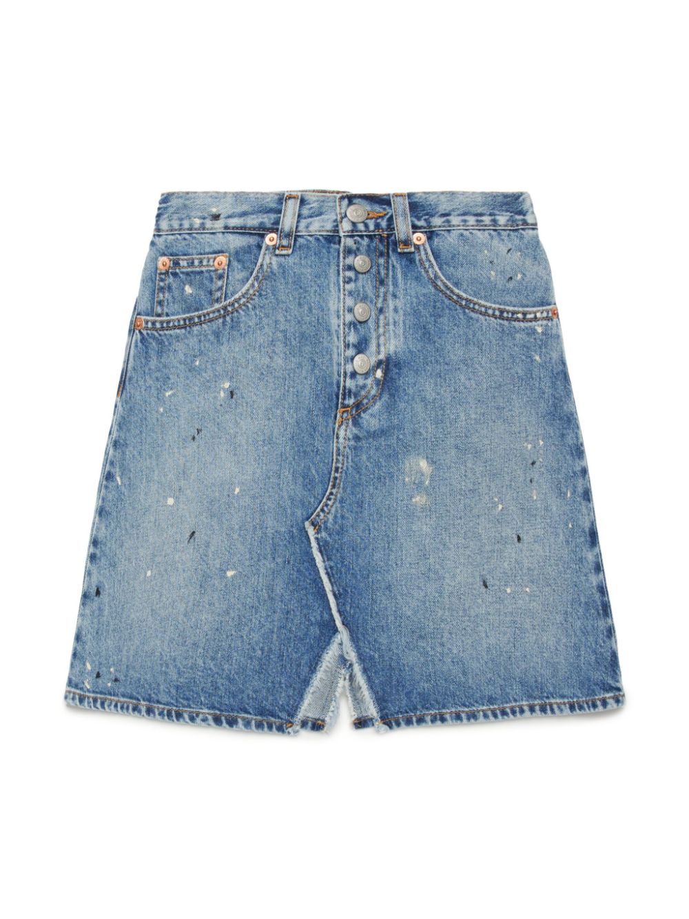 Paint-splatter denim skirt - Blue