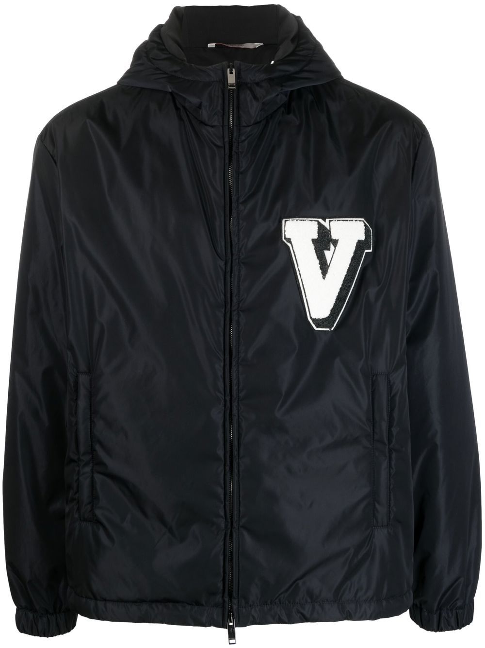 Logo-patch hooded jacket - Blue
