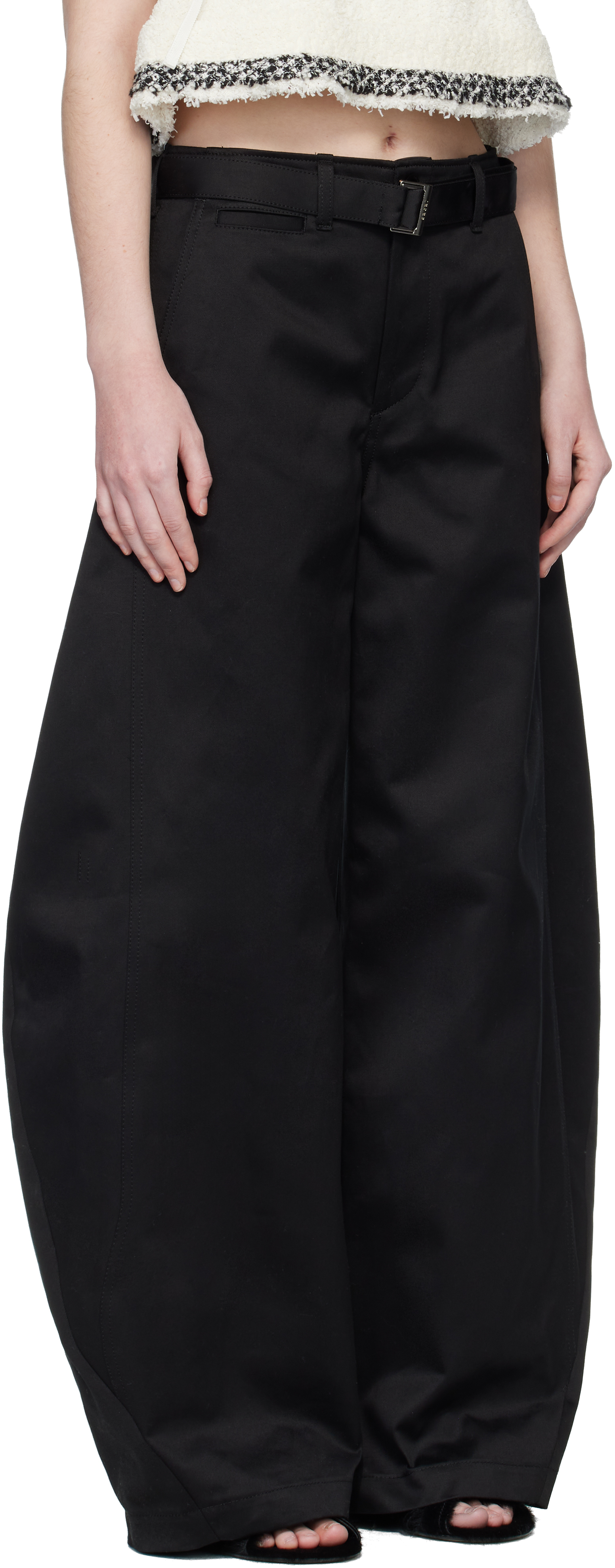 Black Cotton Chino Trousers