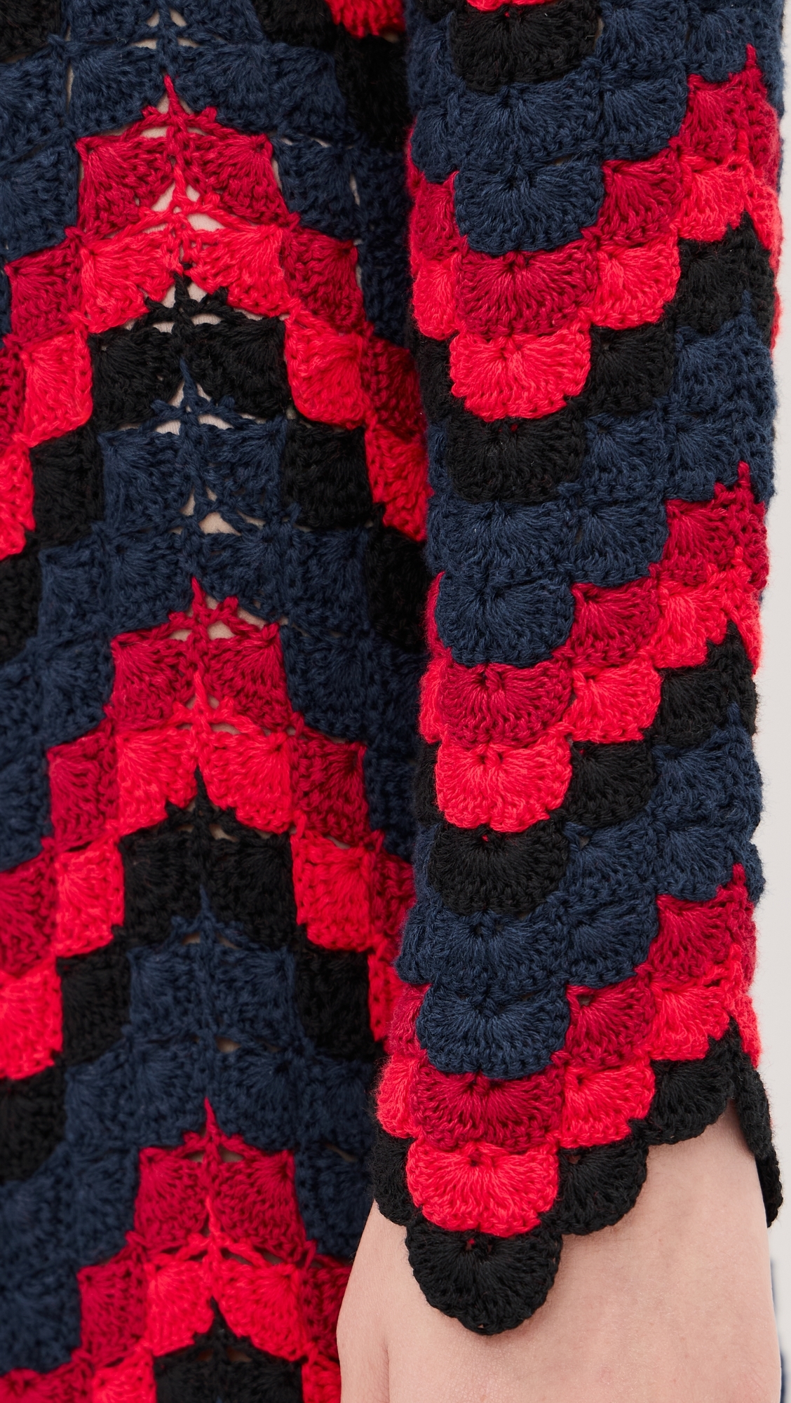 Ursula Crochet Maxi Dress RED / NAVY