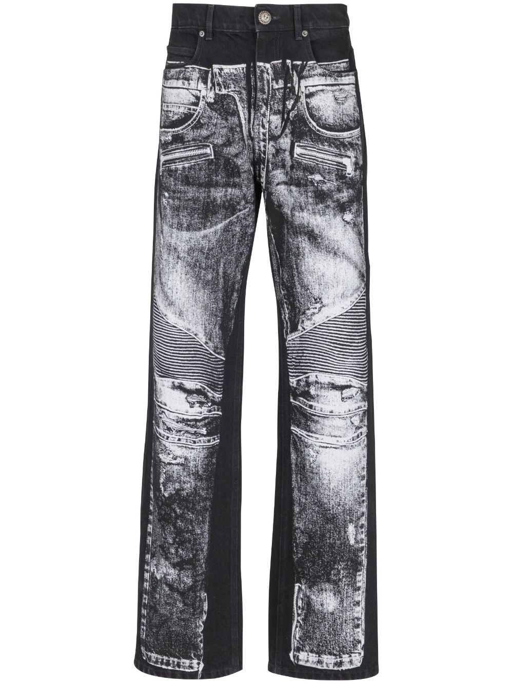 Trompe l'oeil-print jeans - Black